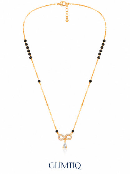 Infinity Pear Drop 18K Gold Plated Mangalsutra — full v1