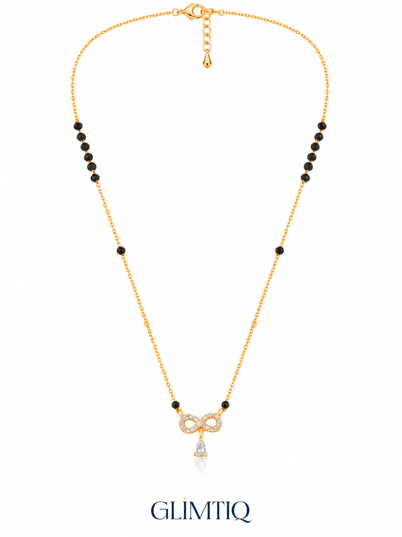 Infinity Pear Drop 18K Gold Plated Mangalsutra — full v1