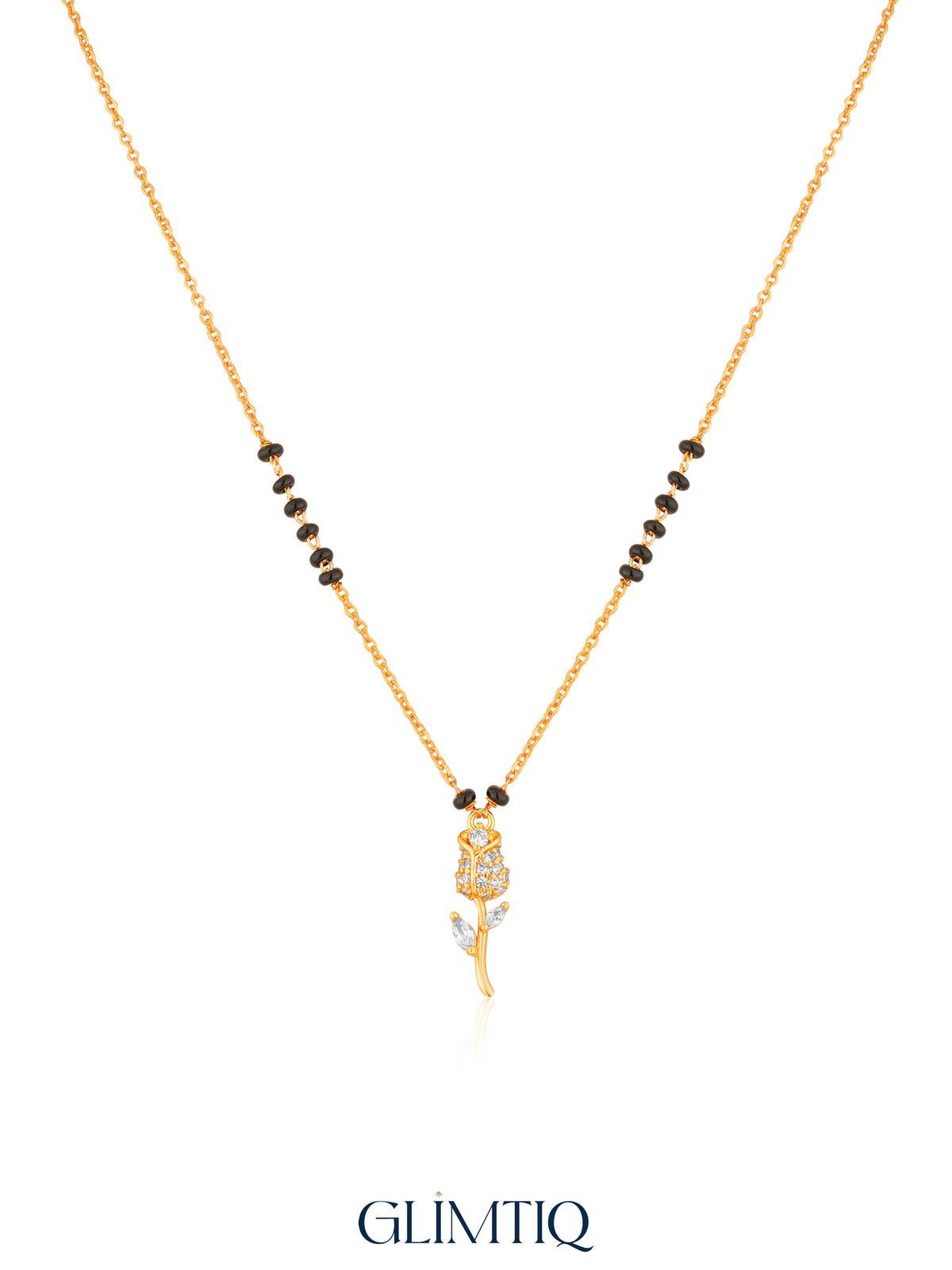 Rose Stem 18K Gold Plated Mangalsutra studio view