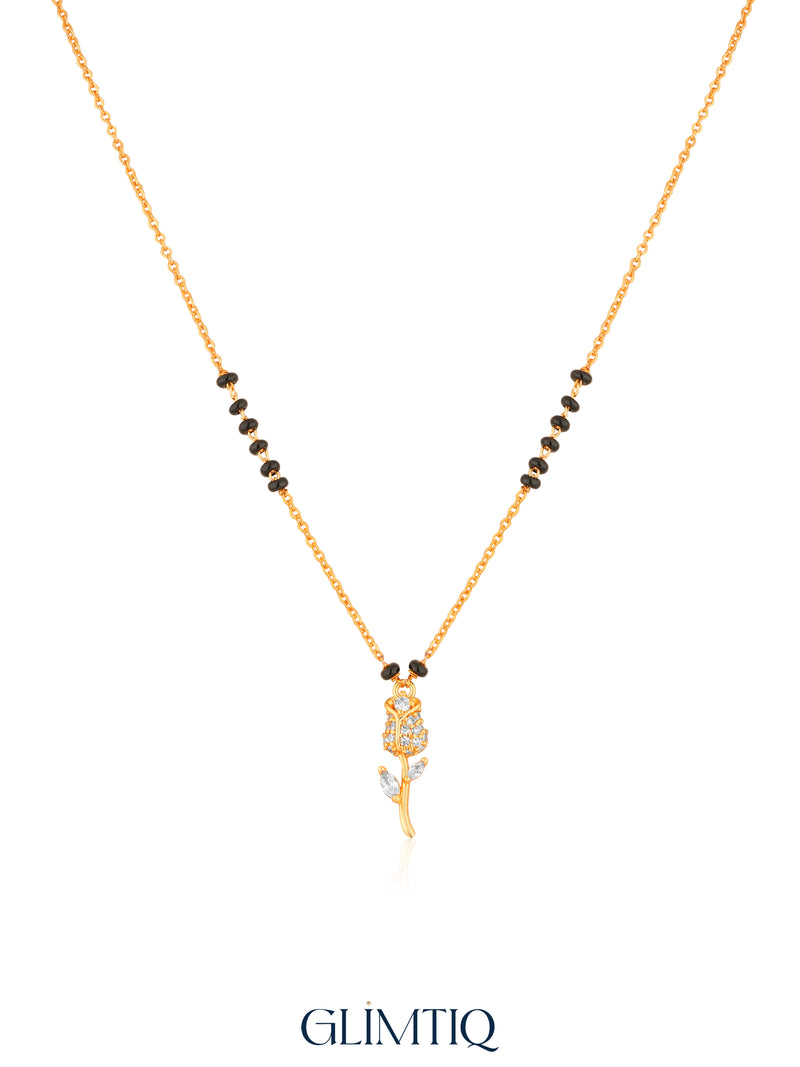 Rose Stem 18K Gold Plated Mangalsutra studio view