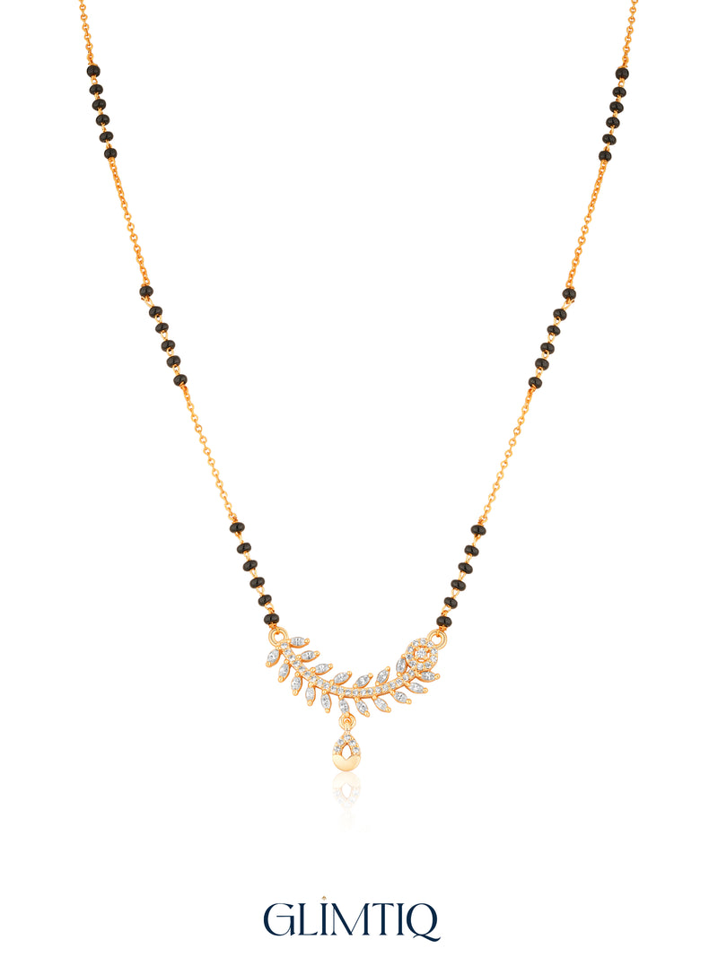 Floral Rosette Teardrop 18K Gold Plated Mangalsutra studio view