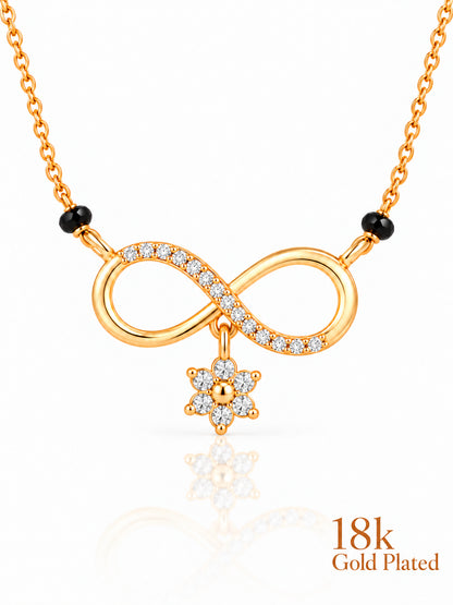 Infinity Floral Drop 18K Gold Plated Mangalsutra — closeup crystal v1