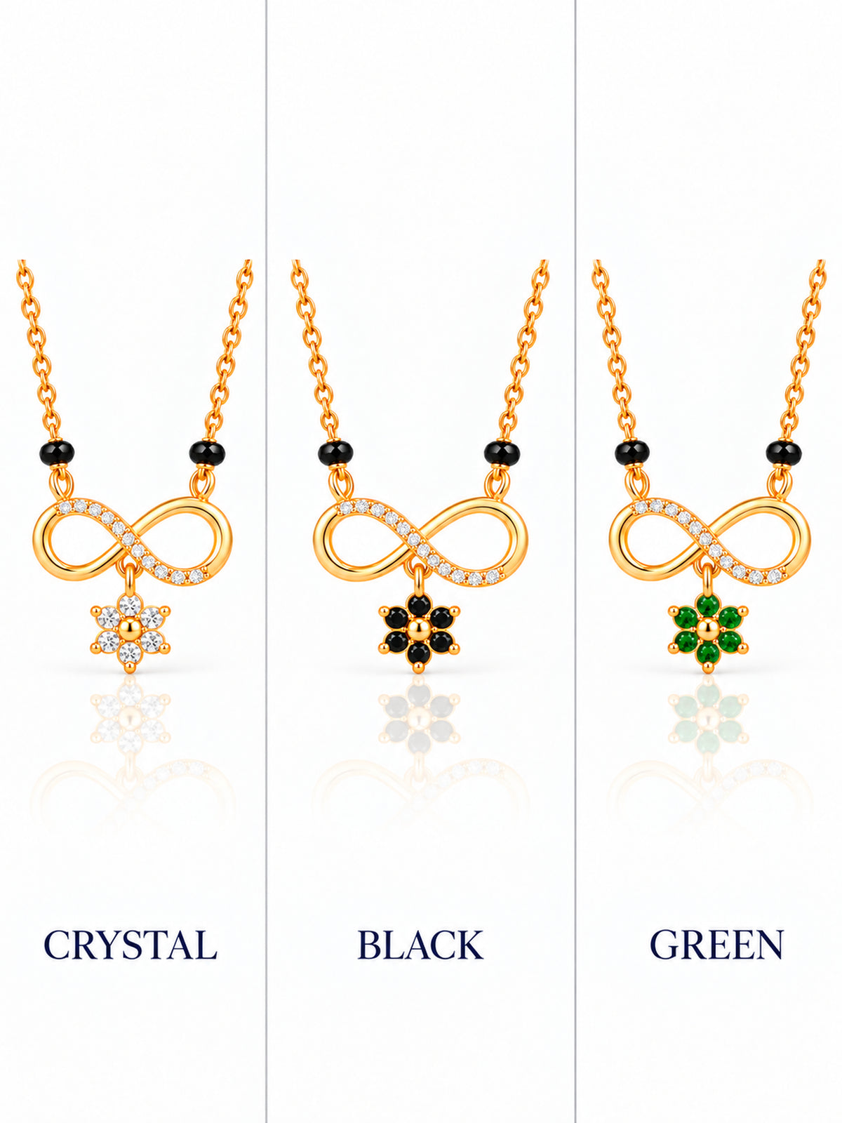 Infinity Floral Drop 18K Gold Plated Mangalsutra — color grid v2