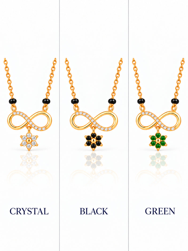 Infinity Floral Drop 18K Gold Plated Mangalsutra — color grid v2