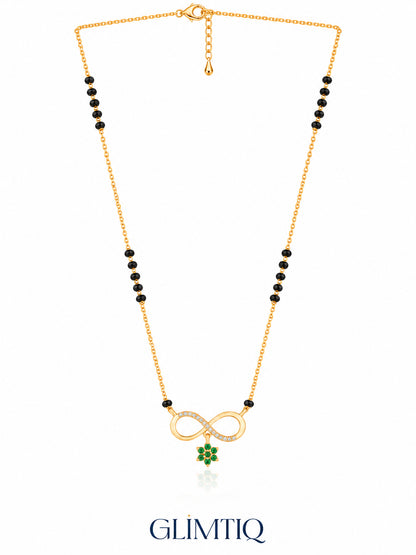Infinity Floral Drop 18K Gold Plated Mangalsutra — full green v1