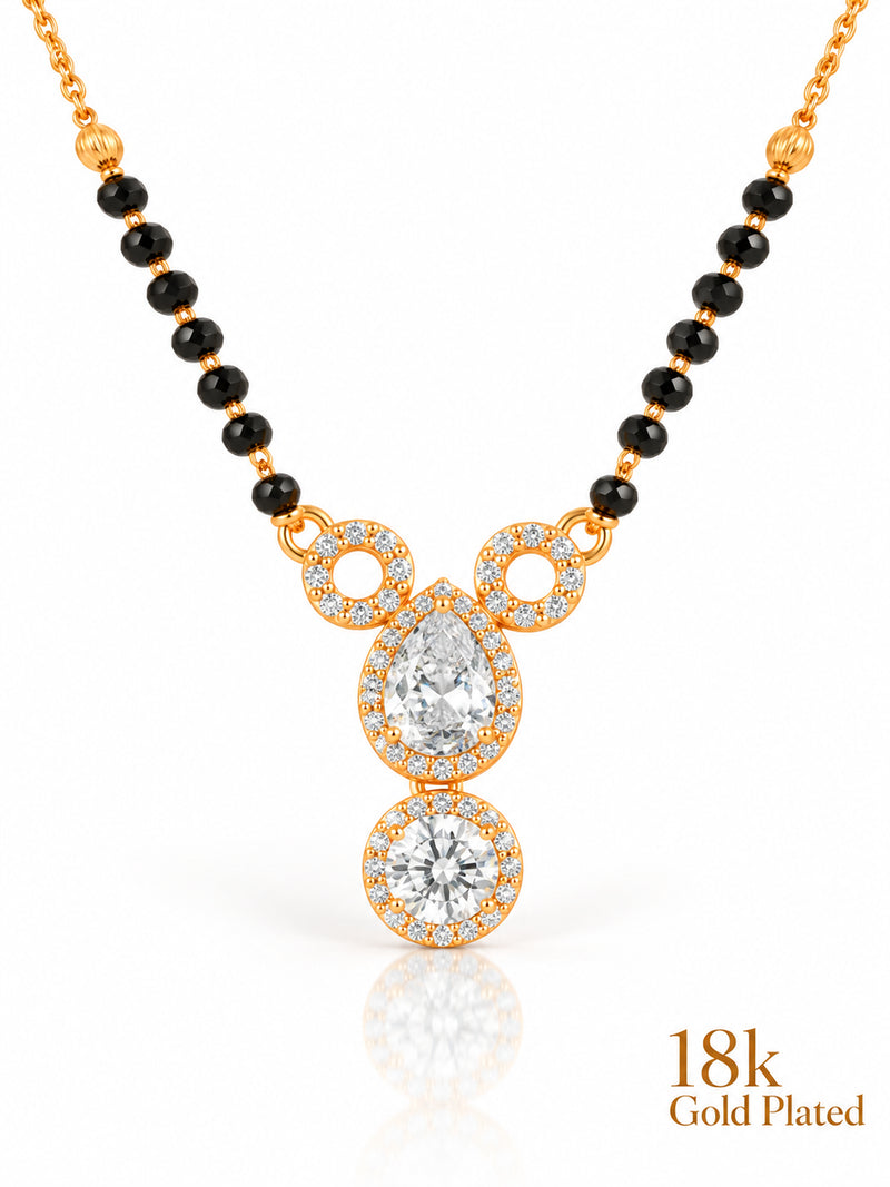 Dual Halo Solitaire Drop mangalsutra closeup v1
