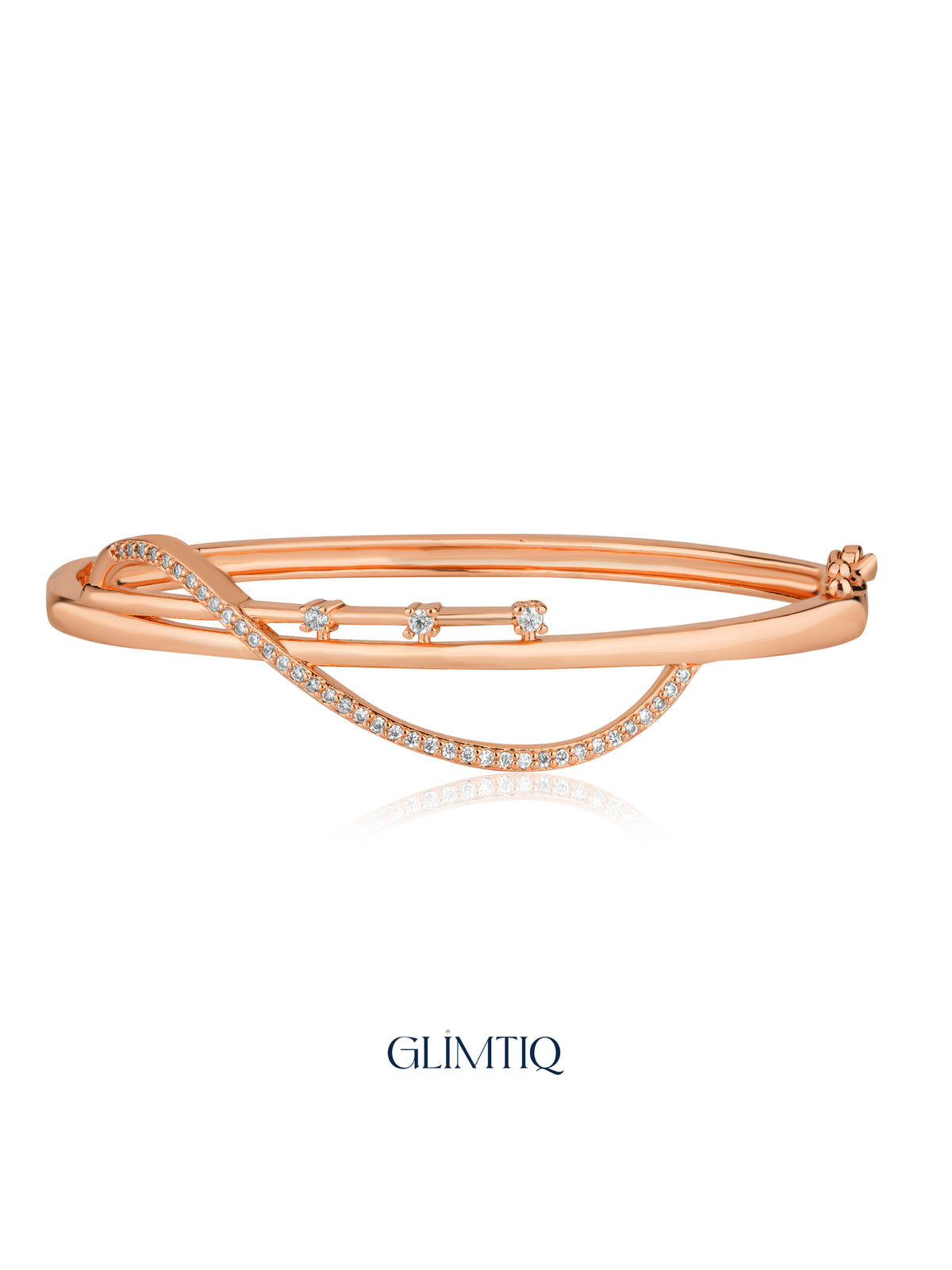 Moonlit Sweep rose gold plated bracelet studio view
