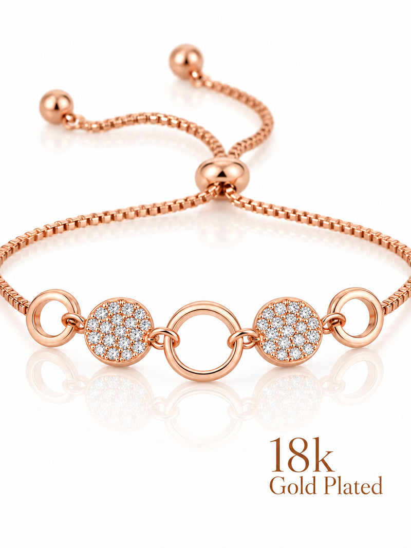 Orbital Golden Links 18K Rose Gold Plated Bracelet — closeup view
