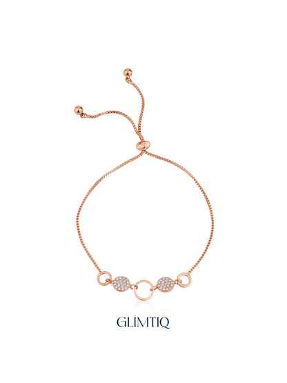 Orbital Golden Links 18K Rose Gold Plated Bracelet — studio view