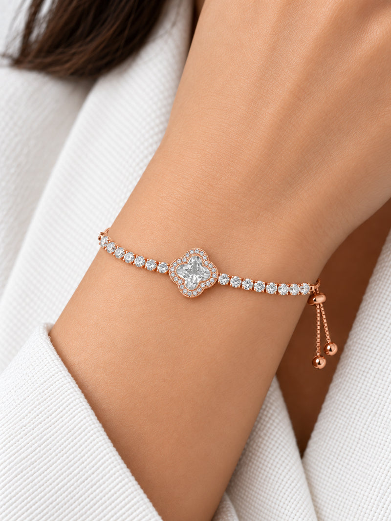 Radiant Clover 18K Rose Gold Plated Bracelet — model view