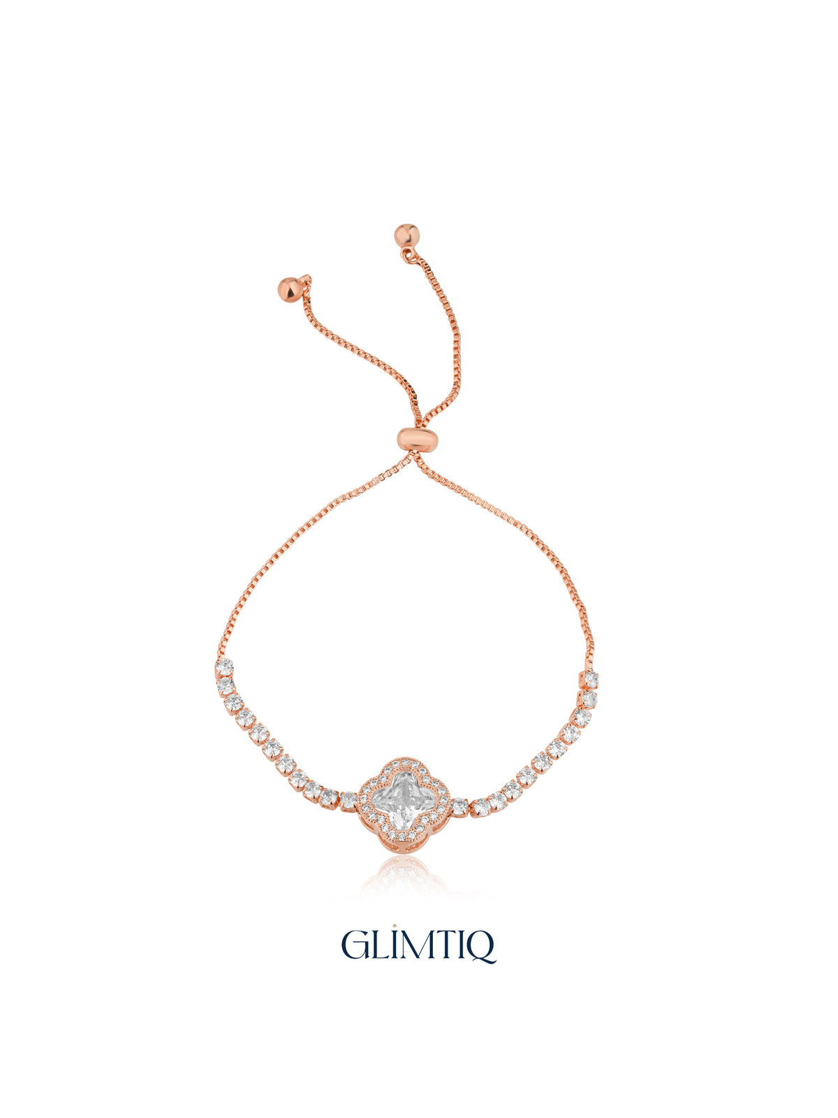 Radiant Clover 18K Rose Gold Plated Bracelet — studio view
