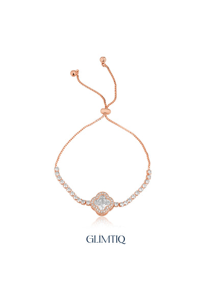 Radiant Clover 18K Rose Gold Plated Bracelet — studio view