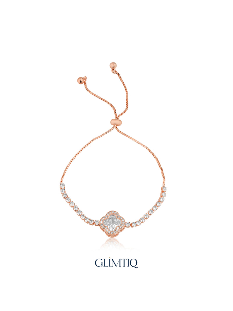 Radiant Clover 18K Rose Gold Plated Bracelet — studio view