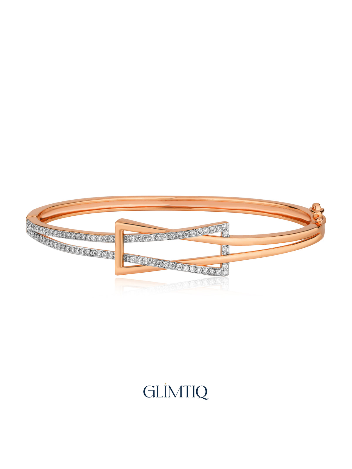 Radiant Rectangle rose gold plated bracelet studio view