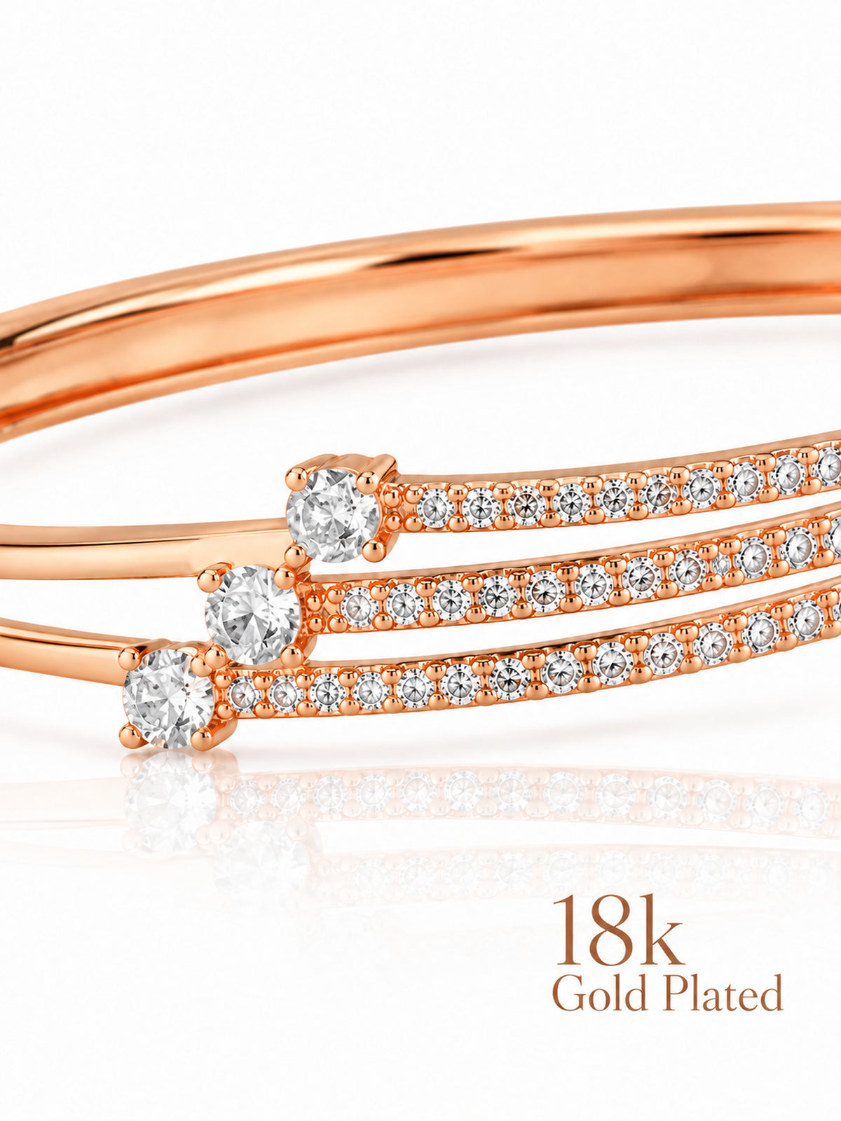 Radiant Trio rose gold plated bracelet close-up