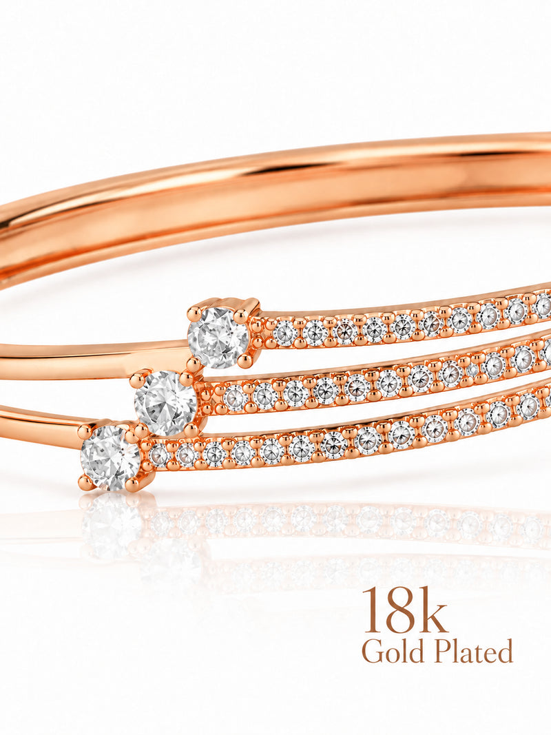 Radiant Trio rose gold plated bracelet close-up