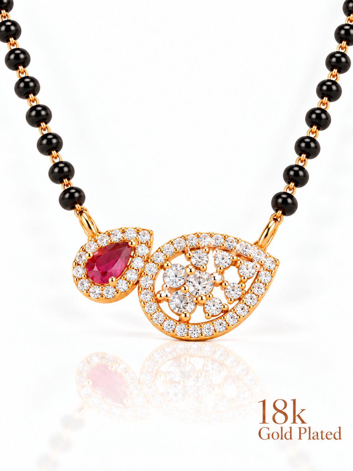 Ruby & Paisley 18K Gold Plated Mangalsutra — pendant close-up