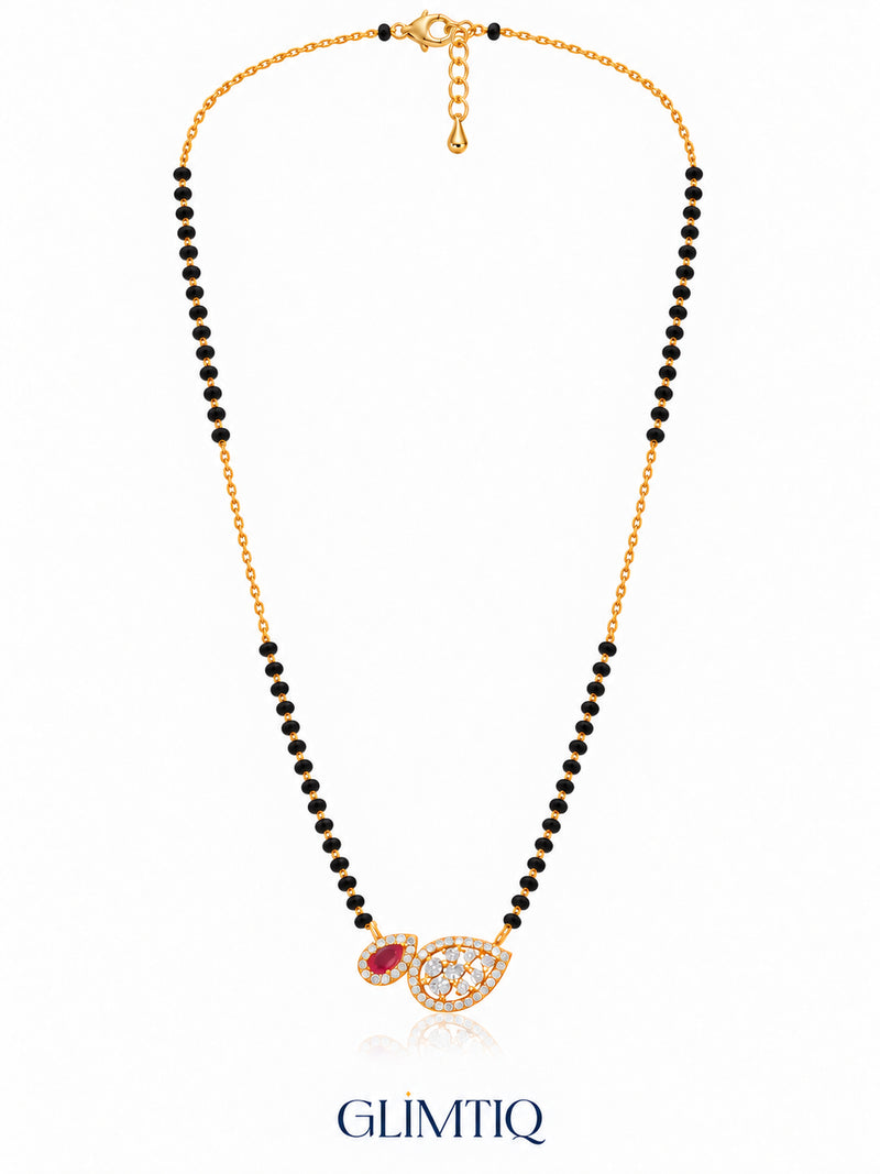 Ruby & Paisley 18K Gold Plated Mangalsutra — full chain