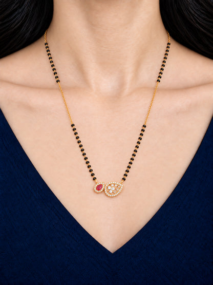 Ruby & Paisley 18K Gold Plated Mangalsutra — model view