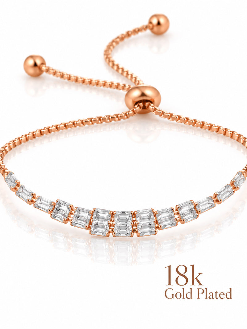 Shining Squares 18K Rose Gold Plated Bracelet — closeup view
