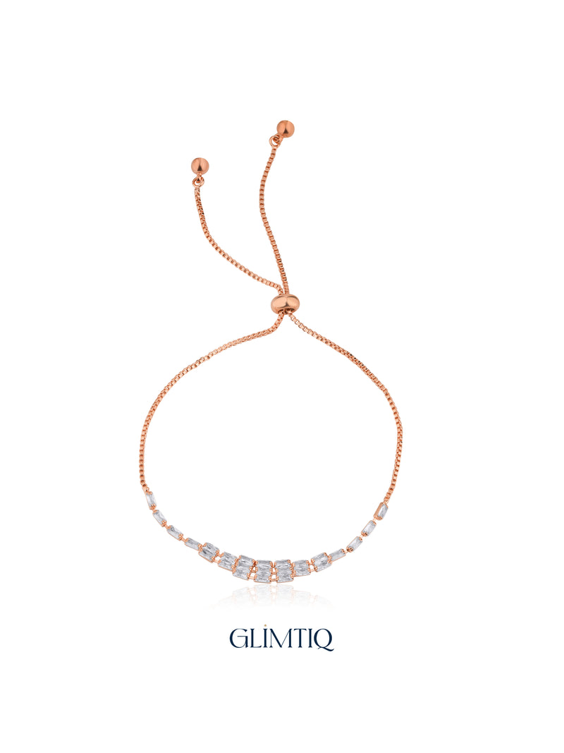Shining Squares 18K Rose Gold Plated Bracelet — studio view