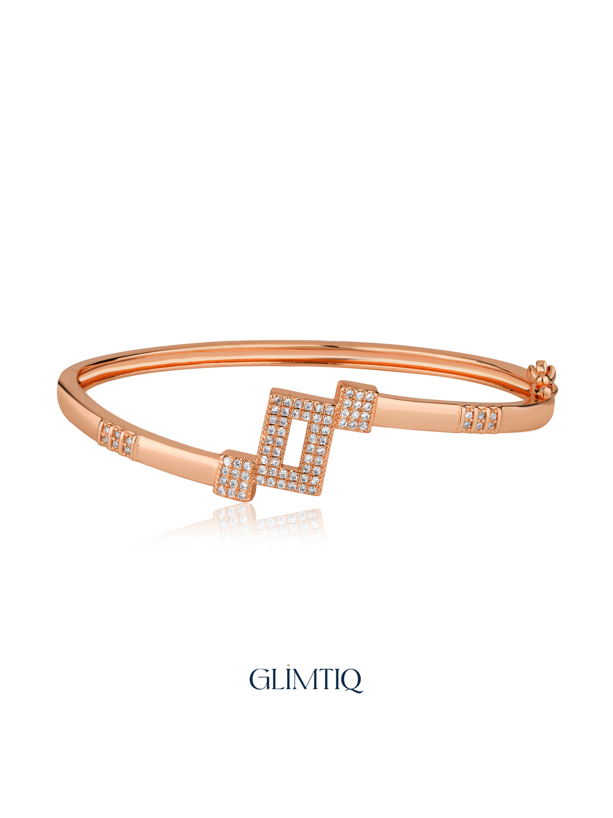 Sparkling Square 18K Rose Gold Plated Bracelet — studio view