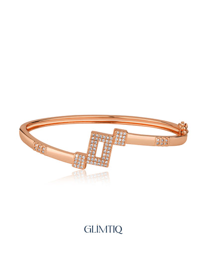 Sparkling Square 18K Rose Gold Plated Bracelet — studio view
