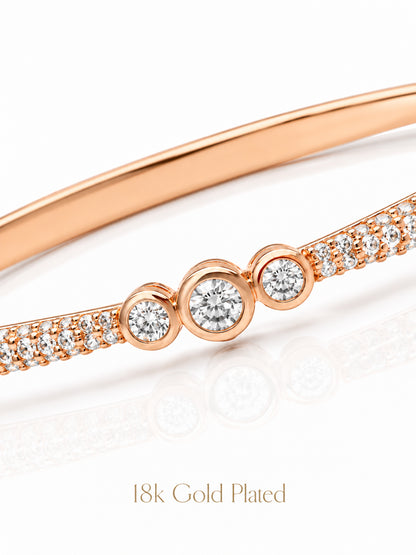 Close-up of Three Bright Sparkles 18K Rose Gold Plated Bracelet