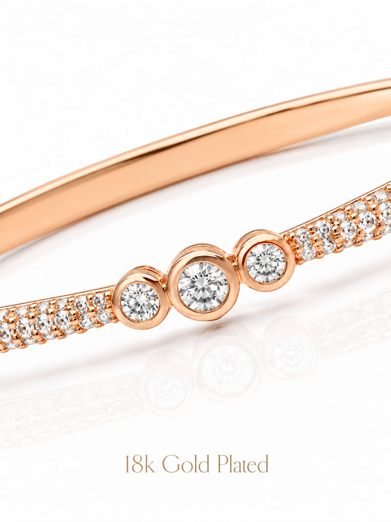 Close-up of Three Bright Sparkles 18K Rose Gold Plated Bracelet