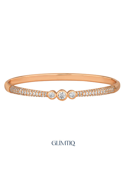 Three Bright Sparkles 18K Rose Gold Plated Bracelet, studio view