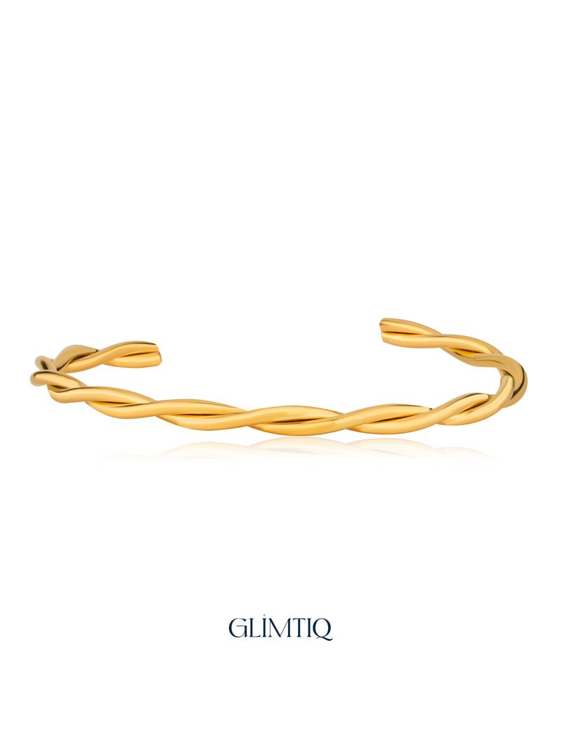 Twisted Golden 18K Gold Plated Bracelet — studio view